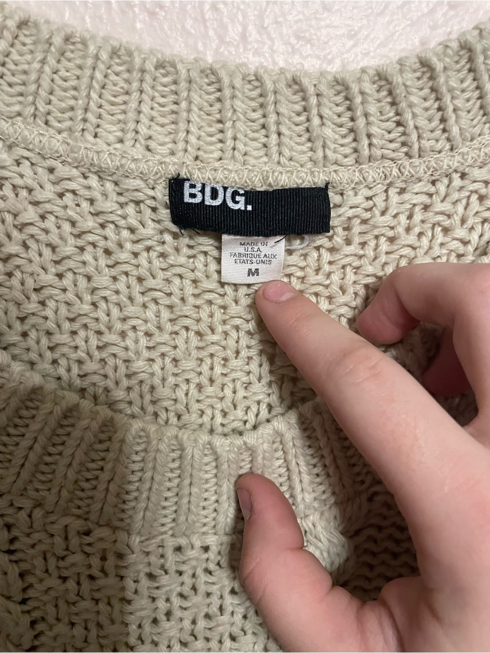 BDG Cream Chunky Knit Crewneck Sweater